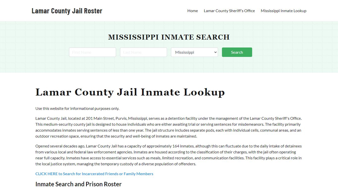 Lamar County Jail Roster Lookup, MS, Inmate Search